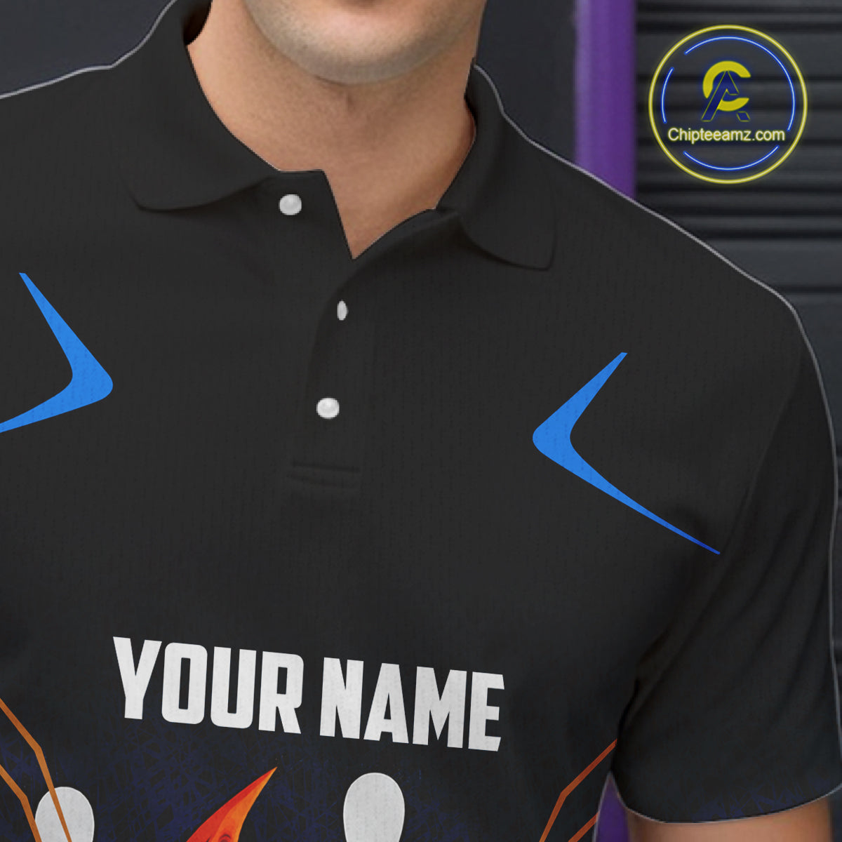 Black and Blue Camo Funny Dragon Bowling Polo, 1/4 Zip Shirts For Men Custom Bowling Team Jerseys NQS11741