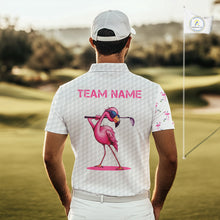 Load image into Gallery viewer, Funny Mens golf polo shirt custom pink and white flamingo pattern white golf shirts NQS8610