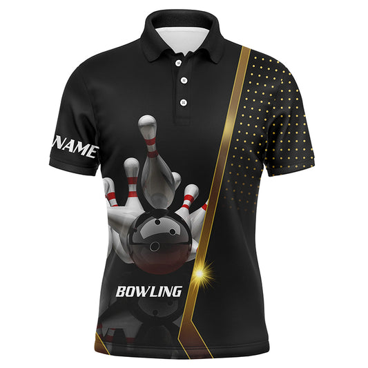 Custom Black bowling shirt for men – personalized team jersey front view