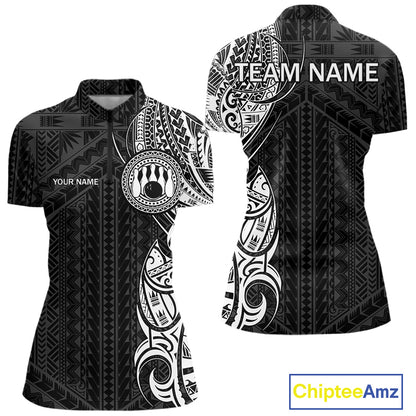 Black and White Tribal pattern Women Bowling Shirts Custom Bowling outfit ladies Team bowling jerseys NQS10648