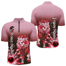 Load image into Gallery viewer, Red Lightning Lion Bowling Polo, Quarter Zip Shirts for Men Custom Lion Bowling Team jerseys NQS9692
