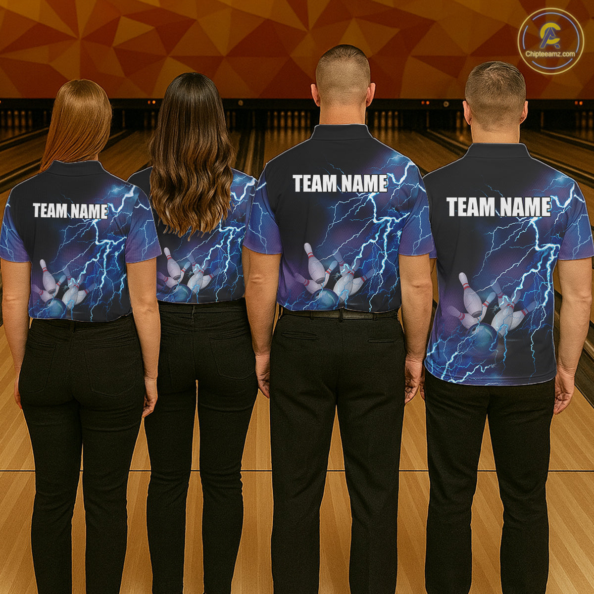 Personalized blue bowling shirt for women – bowling team jersey detail
