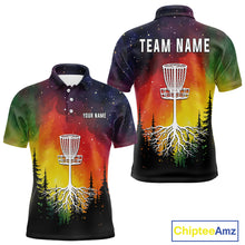 Load image into Gallery viewer, Colorful rainbow trees pattern Disc golf polo shirts for Mens Custom Disc Golf Clothing for Team  NQS10128