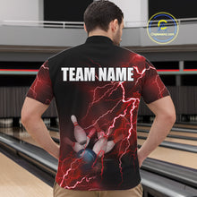 Load image into Gallery viewer, Men&#39;s bowling Quarter Zip shirts Custom red lightning thunder Bowling Team Jersey, gift for Bowlers NQS6145