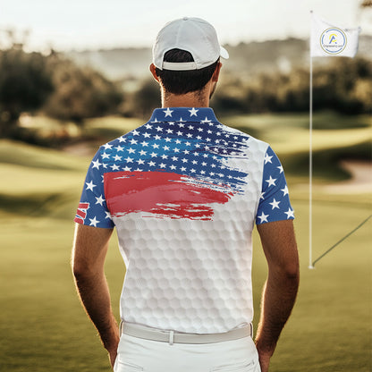 Personalized Red, White and Blue American Flag Men golf polo shirts Custom patriotic mens golf wear NQS9550