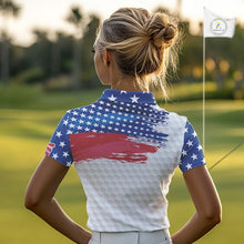 Load image into Gallery viewer, Personalized Red, White and Blue American Flag Women golf polo shirt Custom patriotic ladies golf tops NQS9550