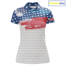 Load image into Gallery viewer, Personalized Red, White and Blue American Flag Women golf polo shirt Custom patriotic ladies golf tops NQS9550