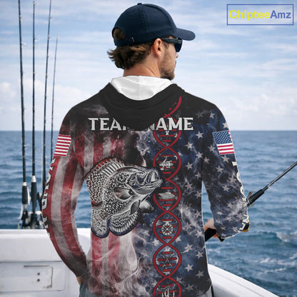 Crappie fishing smoke American Flag It's in my DNA custom UV protection fishing shirts for fishermen NQS11665
