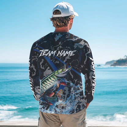 Custom Musky Fishing Camo Long Sleeve Fishing Shirts, Personalized Muskie Fishing Team Jerseys NQS9702