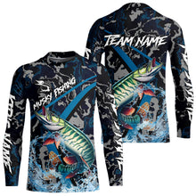 Load image into Gallery viewer, Custom Musky Fishing Camo Long Sleeve Fishing Shirts, Personalized Muskie Fishing Team Jerseys NQS9702