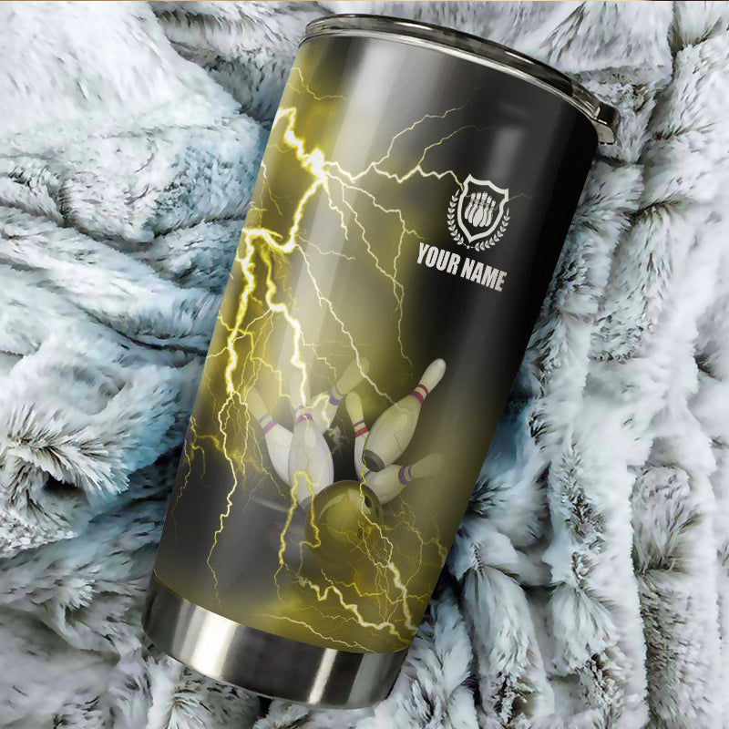 Multicolor Lightning thunder storm Bowling ball pins Custom name and team name bowling tumblers Cup NQS9711