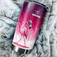 Load image into Gallery viewer, Pink Camo Flamingo Flame Golf Ball Custom Funny Stainless Steel Tumbler Cup - personalized golf gifts NQS9875