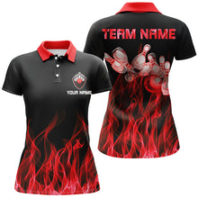 Load image into Gallery viewer, Custom Red bowling shirt for women – personalized team jersey front view