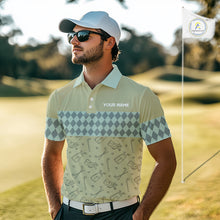 Load image into Gallery viewer, Olive Green Golf Camo argyle pattern Mens golf polo shirts custom name best mens golf wear NQS9973