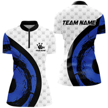 Load image into Gallery viewer, White Bowling Camo Womens bowling shirts Personalized Bowling Team Jerseys, Bowling Uniform | Blue NQS8494