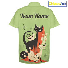 Load image into Gallery viewer, Custom retro bowling Hawaiian shirts Cat Bowling jersey Team Bowling button up Shirt | Green NQS11670