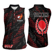 Load image into Gallery viewer, Black and Red Camo Womens golf shirts sleeveless Custom ladies golf outfit team golf shirts NQS9715