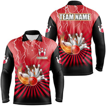 Load image into Gallery viewer, Mens Bowling Shirts Custom lightning storm vintage Bowling Team Jersey, gift for Bowlers | Red NQS8282