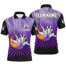 Load image into Gallery viewer, Mens Bowling Shirts Custom lightning storm vintage Bowling Team Jersey, gift for Bowlers | Purple NQS8283