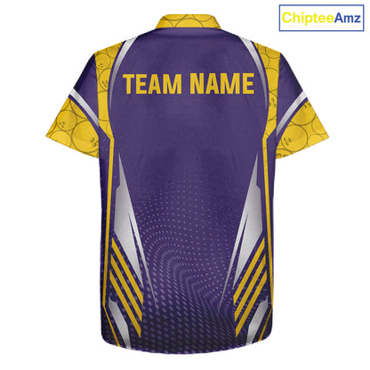 Purple And Yellow Custom Hawaiian bowling shirts, Personalized bowling outfit team bowling jersey NQS11493