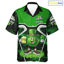 Load image into Gallery viewer, Funny Bowling and Beer Green Shamrock Bowling Hawaiian shirt Custom St Patrick Team bowling Jerseys NQS11672