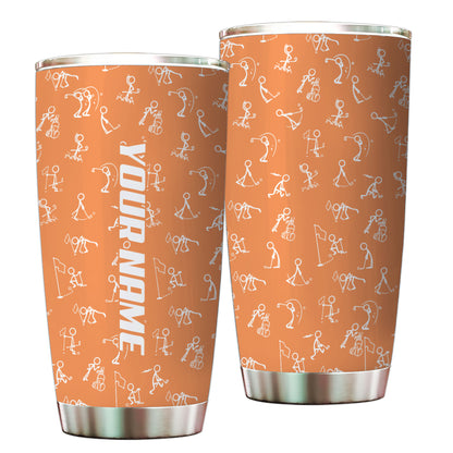 Multicolor Funny golf pattern Custom name Golf Stainless Steel Tumbler Cup - personalized golf gifts NQS9879