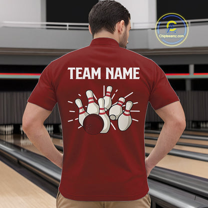 Retro Red argyle pattern Bowling shirts For Men custom bowling team jerseys Bowler Outfits NQS10151