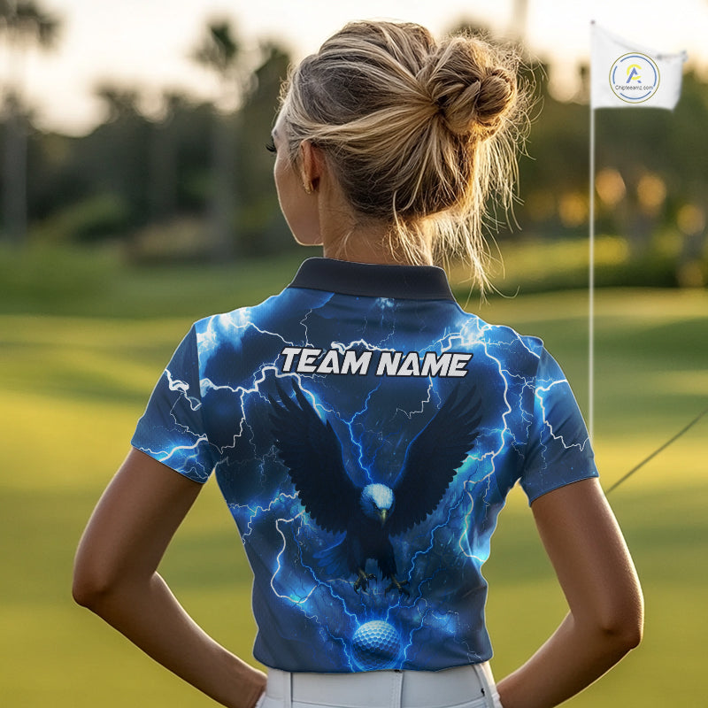 Blue Lightning Thunder Eagle Golf Polo Shirts For Women custom ladies golf top, team golf shirts NQS10906