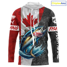 Load image into Gallery viewer, Canadian Flag Tuna Fishing Custom long sleeve performance Fishing Shirts, Tuna Fishing jerseys NQS9967