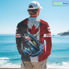 Load image into Gallery viewer, Canadian Flag Tuna Fishing Custom long sleeve performance Fishing Shirts, Tuna Fishing jerseys NQS9967