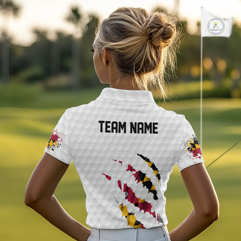 Personalized Maryland Flag Women golf polo shirts, Custom Patriotic Golf Team Shirts For ladies NQS10157