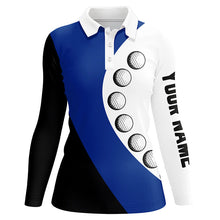 Load image into Gallery viewer, Black and white golf ball Womens golf polo shirts custom ladies golf top, gifts for golfer | Blue NQS8092