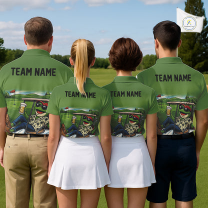 Funny Green frog Mens Golf polo shirts Custom golf outfit for men, personalized golf gifts NQS11300