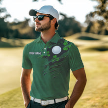 Load image into Gallery viewer, American Flag St Patrick Day Custom Men golf polo shirts, personalized golf jerseys for team | Green NQS9588