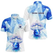 Load image into Gallery viewer, Blue and White Bowling Ball and Pins Bowling shirts for Men custom Team bowling League jerseys NQS9011