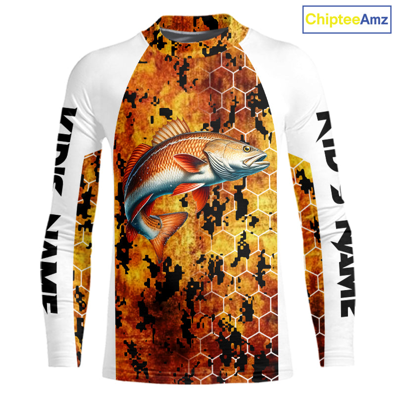 Redfish Fishing Scales Camo custom performance long sleeve Redfish fishing shirts NQS10005