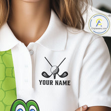 Load image into Gallery viewer, Green &amp; White Funny Alligator Golf Polo Shirt For Women Custom ladies's golf apparel funny golf gifts NQS10738