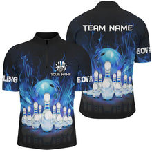 Load image into Gallery viewer, Blue Flame Bowling Shirts For Men Custom Bowling Team League Jerseys Bowling Uniform Outfits NQS8792