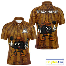 Load image into Gallery viewer, Funny Bowling Cowboy vintage retro Bowling Shirts for Men Custom Team mens bowling outfits | Brown NQS11128