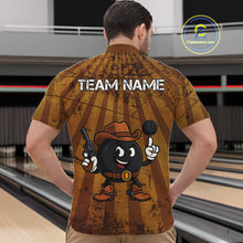 Load image into Gallery viewer, Funny Bowling Cowboy vintage retro Bowling Shirts for Men Custom Team mens bowling outfits | Brown NQS11128