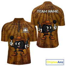 Load image into Gallery viewer, Funny Bowling Cowboy vintage retro Bowling Shirts for Men Custom Team mens bowling outfits | Brown NQS11128