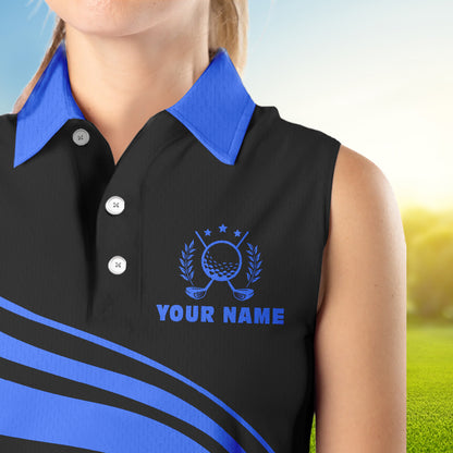 Personalized sleeveless polo golf shirts for women custom black and blue golf shirts team golf jersey NQS9430