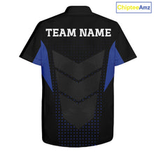 Load image into Gallery viewer, Navy blue and Black Bowling Hawaiian Shirt Custom Team bowling button up jerseys NQS11532