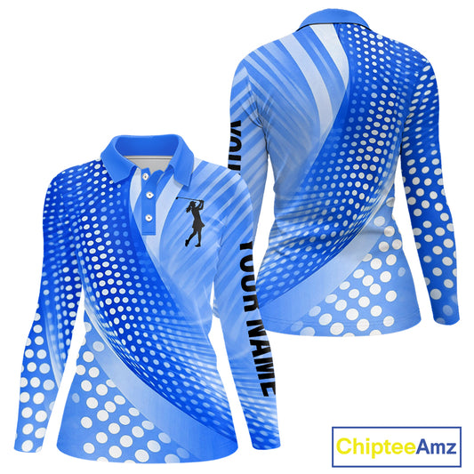 Blue Womens golf polo shirts custom team golf tops for ladies, personalized golf gifts NQS11533