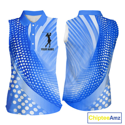 Blue Womens sleeveless shirts custom team golf tops for ladies, personalized golf gifts NQS11533