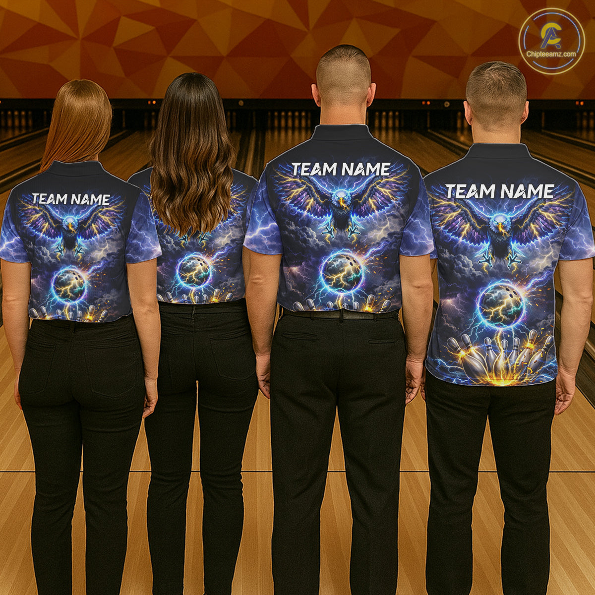 Custom Blue Lightning Thunder Eagle Bowling team shirts For Men, cool Bowling jersey gift for bowlers NQS11537