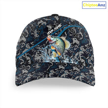 Load image into Gallery viewer, Custom Crappie Fishing Camo Baseball Angler Hat Cap, Personalized Crappie Fishing Team Hat with Names NQS9757