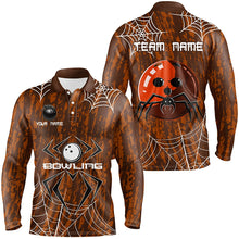 Load image into Gallery viewer, Orange Camo Bowling Polo, 1/4 Quarter zip shirts Custom Spider web Halloween Men Team Bowling jerseys NQS8344