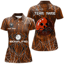 Load image into Gallery viewer, Orange Camo Bowling Polo, 1/4 Quarter zip shirt Custom Spider web Halloween Women Team Bowling jerseys NQS8344