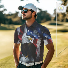 Load image into Gallery viewer, Vintage American Flag Eagle Golf Polo Shirts For Men custom patriotic golf shirts, best golf gifts NQS10946